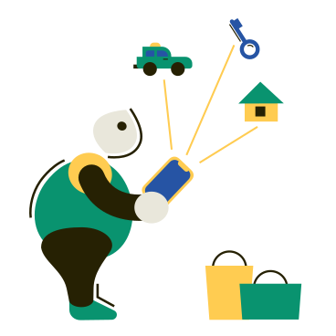 Man controlling iot devices with phone PNG, SVG