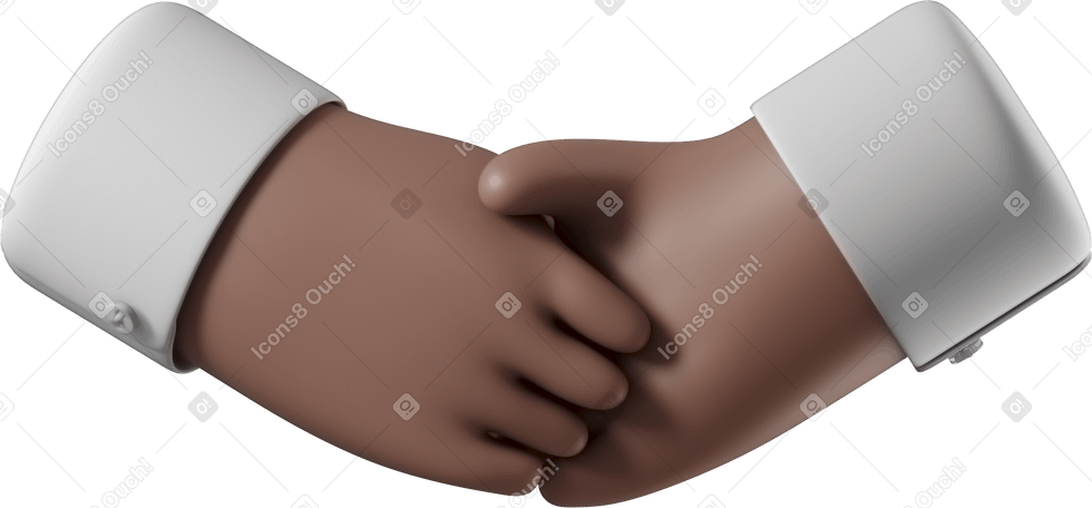 3D Рукопожатие рук с коричневой кожей в PNG, SVG
