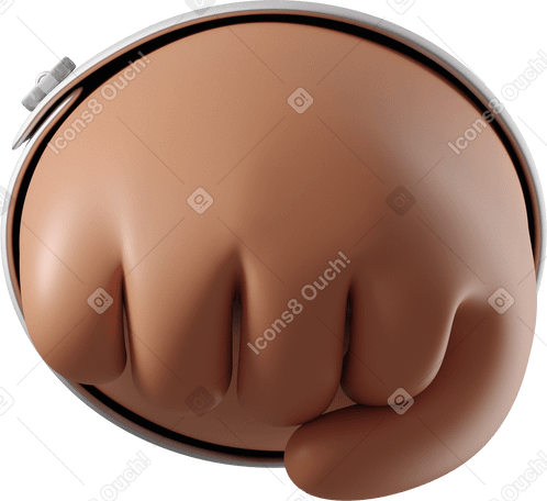 3D Vue de face du poing d'une main de peau bronzée PNG, SVG