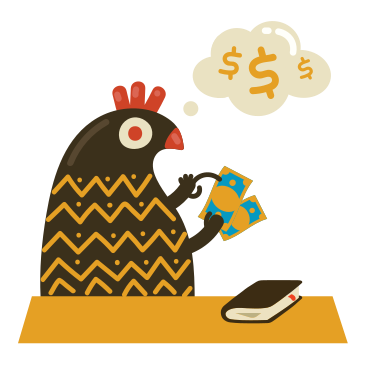 Chicken managing its finances PNG, SVG