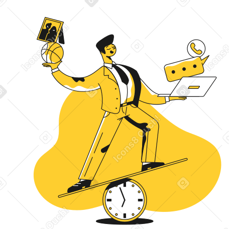 Office worker maintaining work-life balance Illustration in PNG, SVG