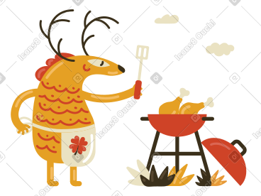 鹿在外面烤鸡腿 PNG, SVG