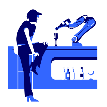 Woman sitting in robotic bar PNG, SVG