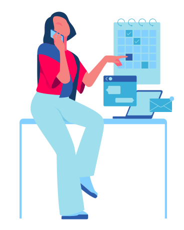Femme multitâche au bureau PNG, SVG