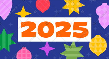 背景为 2025 号，带有圣诞饰品 PNG, SVG