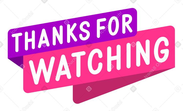 Lettering sticker thanks for watching pink purple Illustration in PNG, SVG