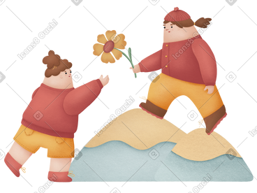 女孩给她的朋友送花礼物 PNG, SVG