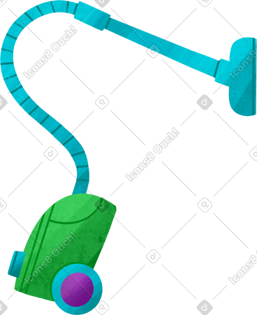 Green vacuum cleaner with blue nozzle PNG, SVG