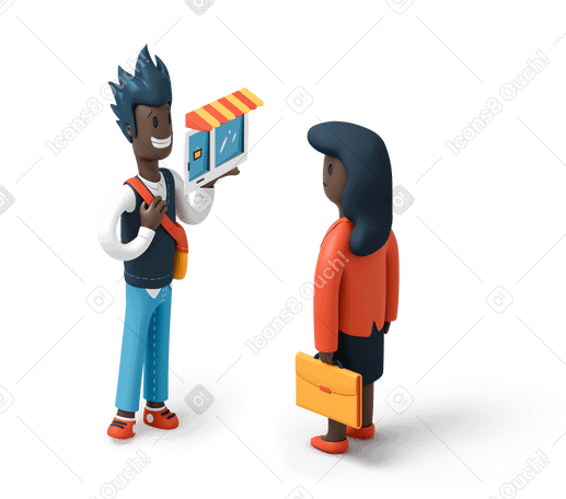 3D 사업을 논의하는 남자와 여자 PNG, SVG
