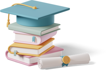 books, graduation hat and diploma scroll PNG, SVG
