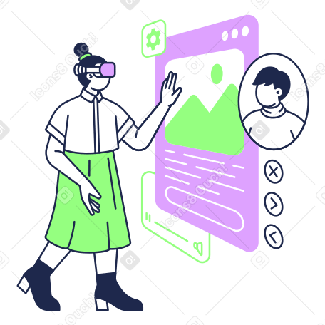Woman Using Augmented Reality And Mixed Reality Technology PNG, SVG