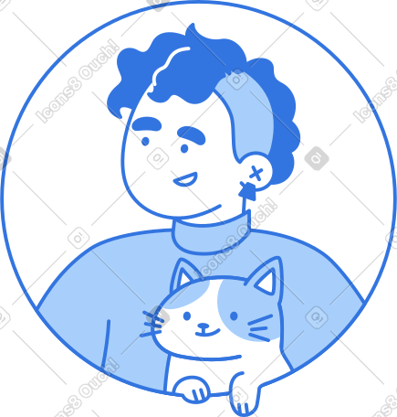 带着猫的女人头像 PNG, SVG