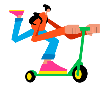 Boy riding a scooter PNG, SVG