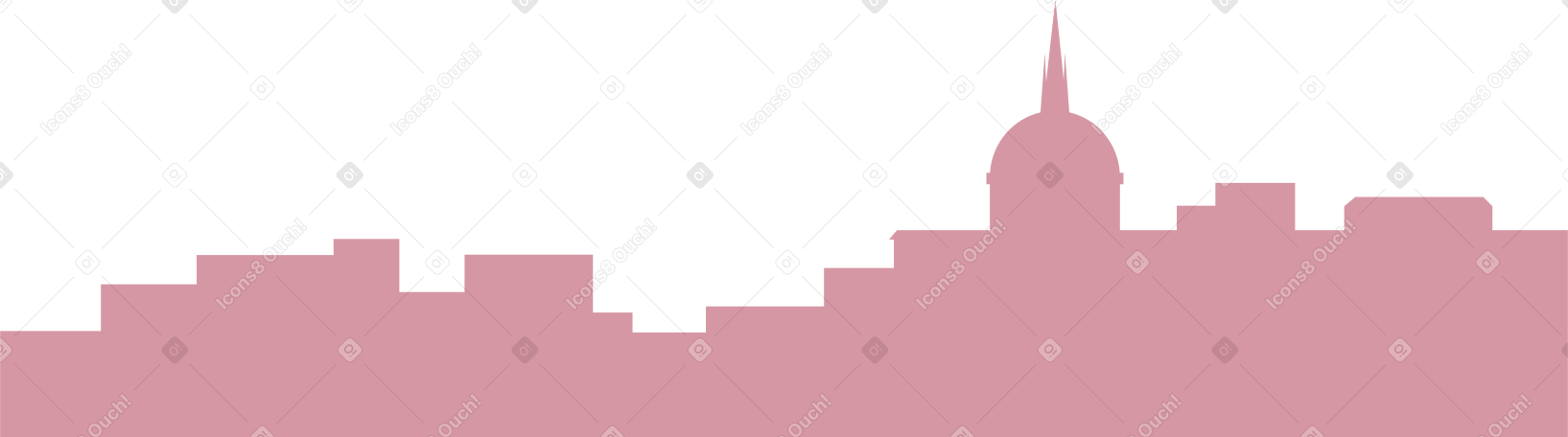pink silhouette city Illustration in PNG, SVG