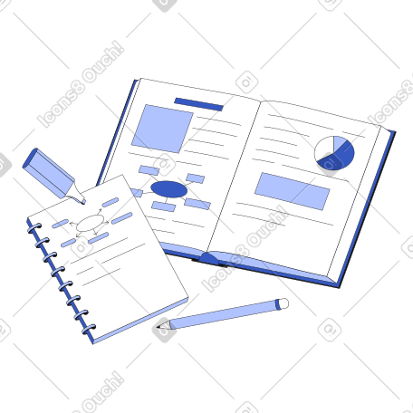 textbook, notepad and pencil PNG, SVG