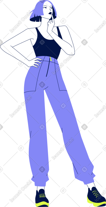 站着的年轻女人思考 PNG, SVG