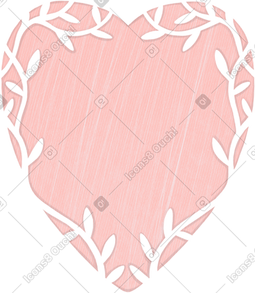 Pink frame in the shape of a heart with a floral pattern PNG, SVG