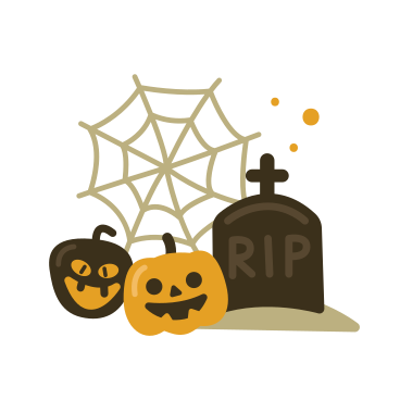 Pumpkins and cobweb on the grave PNG, SVG