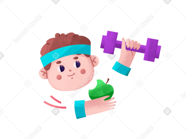 young boy leads a healthy lifestyle Illustration in PNG, SVG