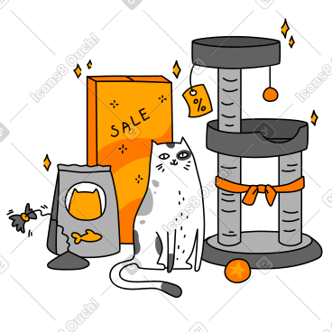 黑色星期五购物狂的猫 PNG, SVG