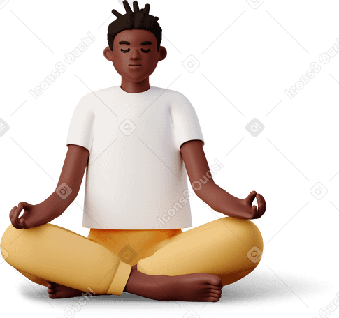 3D young man meditating PNG, SVG