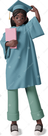 3D graduate girl standing with diploma PNG, SVG