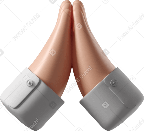 3D Mãos de pele branca dobradas PNG, SVG
