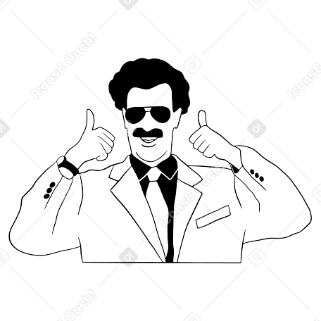Borat showing thumbs up gesture PNG, SVG