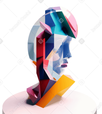 3D abstract vivid shapes with head silhouette PNG, SVG