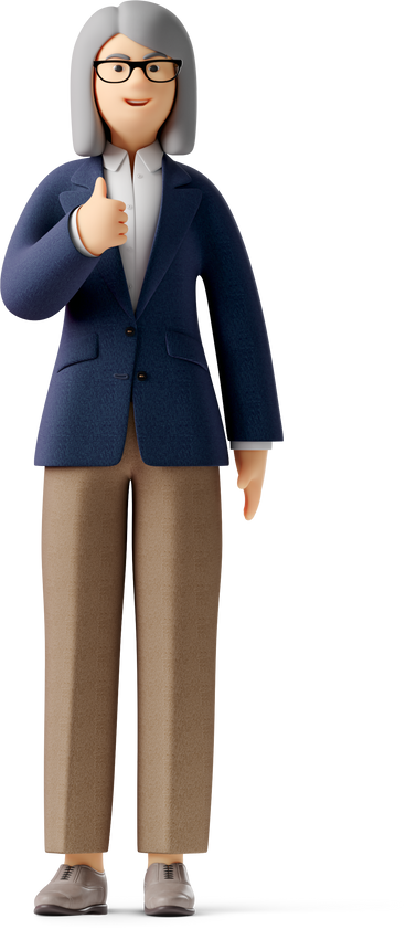 old woman in dark blue blazer showing thumbs up PNG, SVG