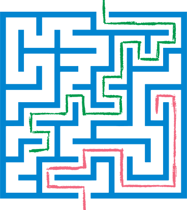 Red and green path maze PNG, SVG
