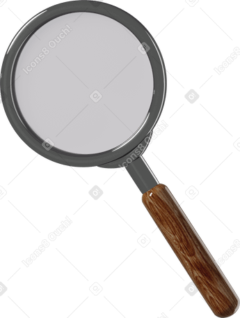 3D magnifier with wooden handle Illustration in PNG, SVG
