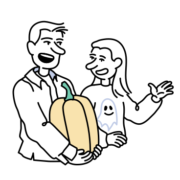 A man and a woman walking with a pumpkin PNG, SVG