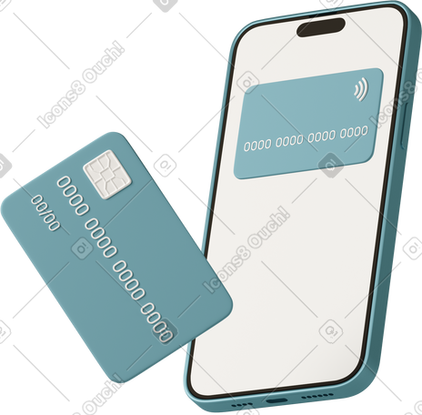 3D phone and credit card PNG, SVG