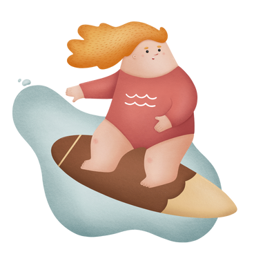 Woman in sports clothes surfing the wave PNG, SVG