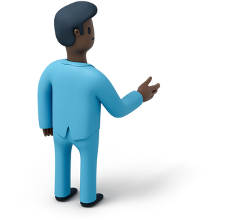 Back view of standing black businessman holding out his hand PNG, SVG