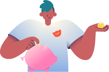 guy with piggy bank and money PNG, SVG