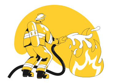 Fireman putting out a fire PNG, SVG
