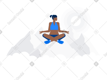 山顶冥想的女人 PNG, SVG