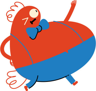 Roter charakter mit einäugigem blauem overall PNG, SVG