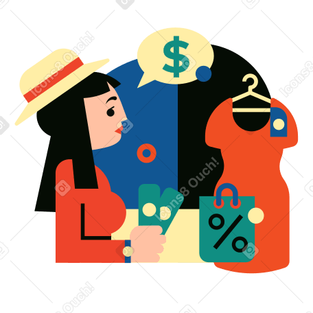 Woman buying a new dress PNG, SVG