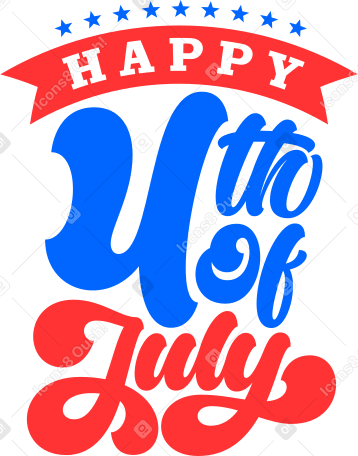 Illustration lettering happy 4th of july with stars aux formats PNG, SVG