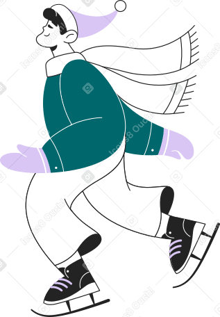모자와 스카프를 쓴 남자 아이스 스케이팅 PNG, SVG