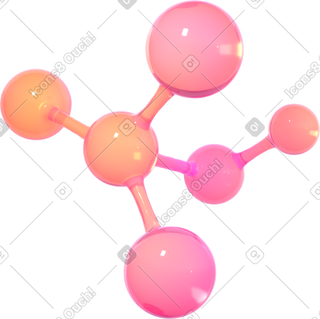 3D 玻璃分子中的虹彩连接 PNG, SVG