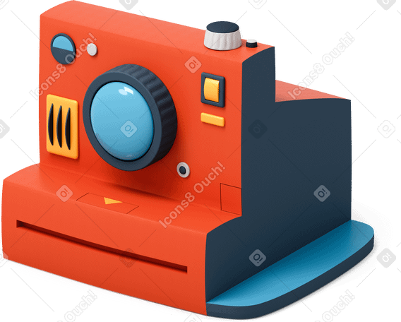 3D Red instant photo camera Illustration in PNG, SVG