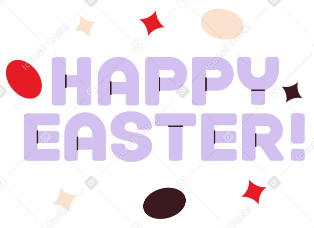 Lettering Happy Easter with Easter eggs and decor text PNG, SVG