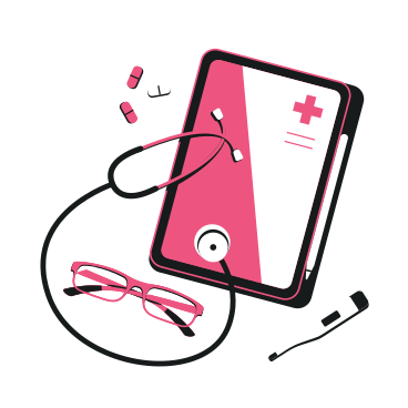 Doctor's tablet, stethoscope, thermometer and pills PNG, SVG