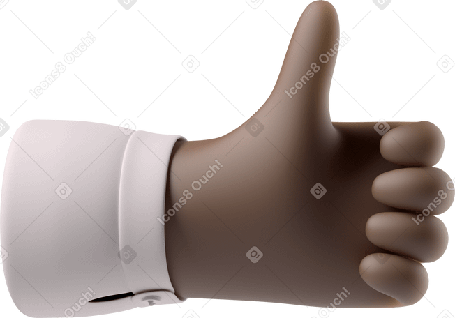 3D Black skin hand showing thumbs up PNG, SVG