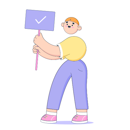 Man with check mark sign Illustration in PNG, SVG