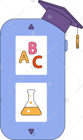 online school on a cell phone Illustration in PNG, SVG